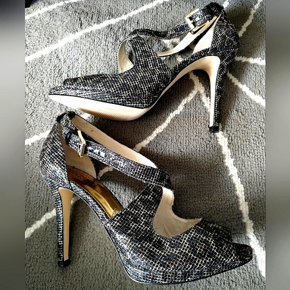 Michael Kors Animal Print Glitter Peep toe, Strappy Heels 👠 - Picture 5 of 12